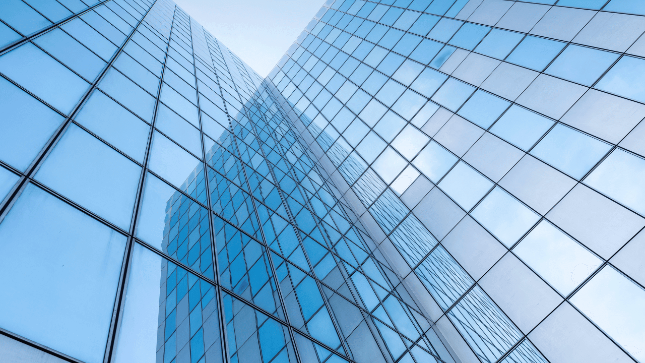 A glass building