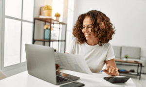 Someone looking at a spreadsheet