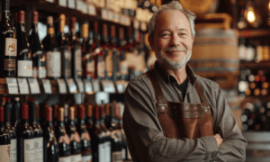 Someone standing in a winery.