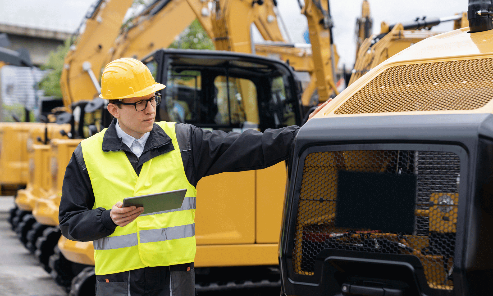 Someone looking at construction machinery.