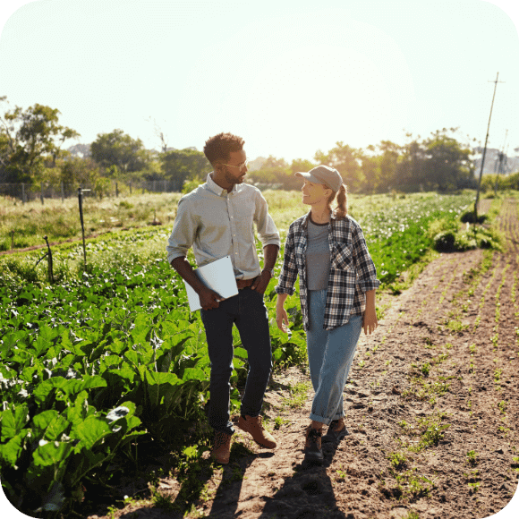 Two people farming