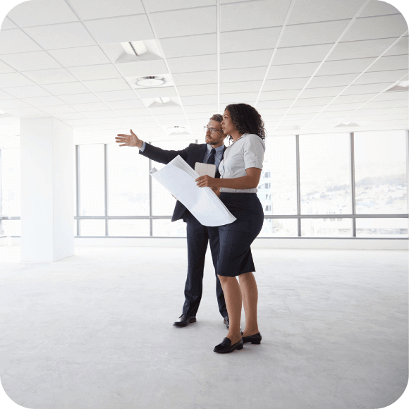 two people looking at real estate.