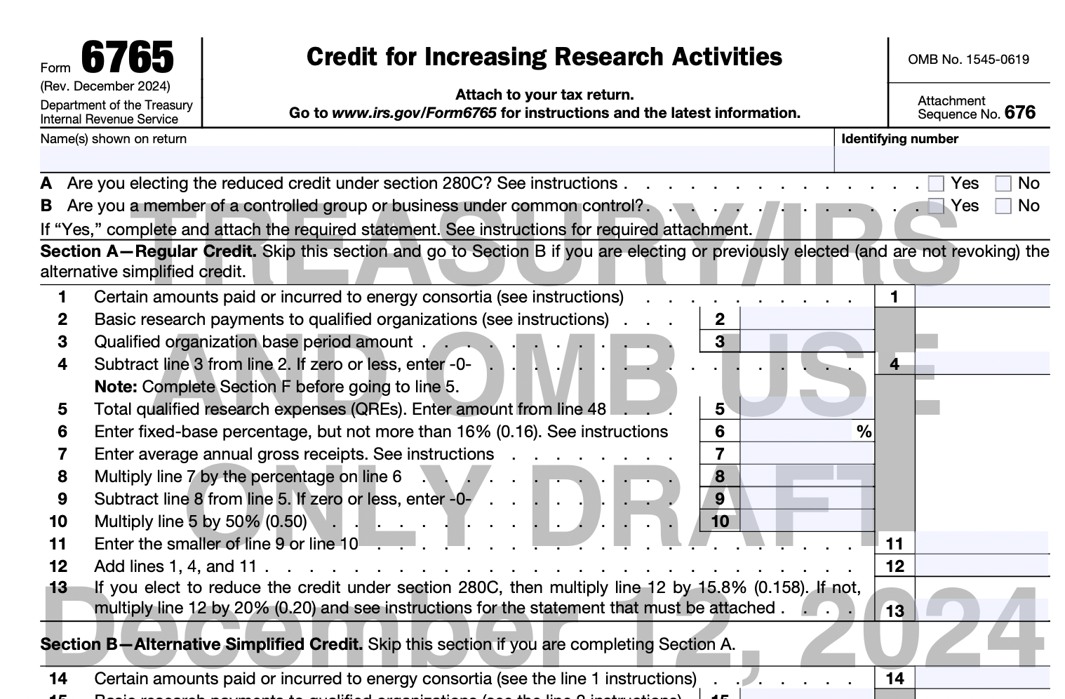 Form 6765 Top section