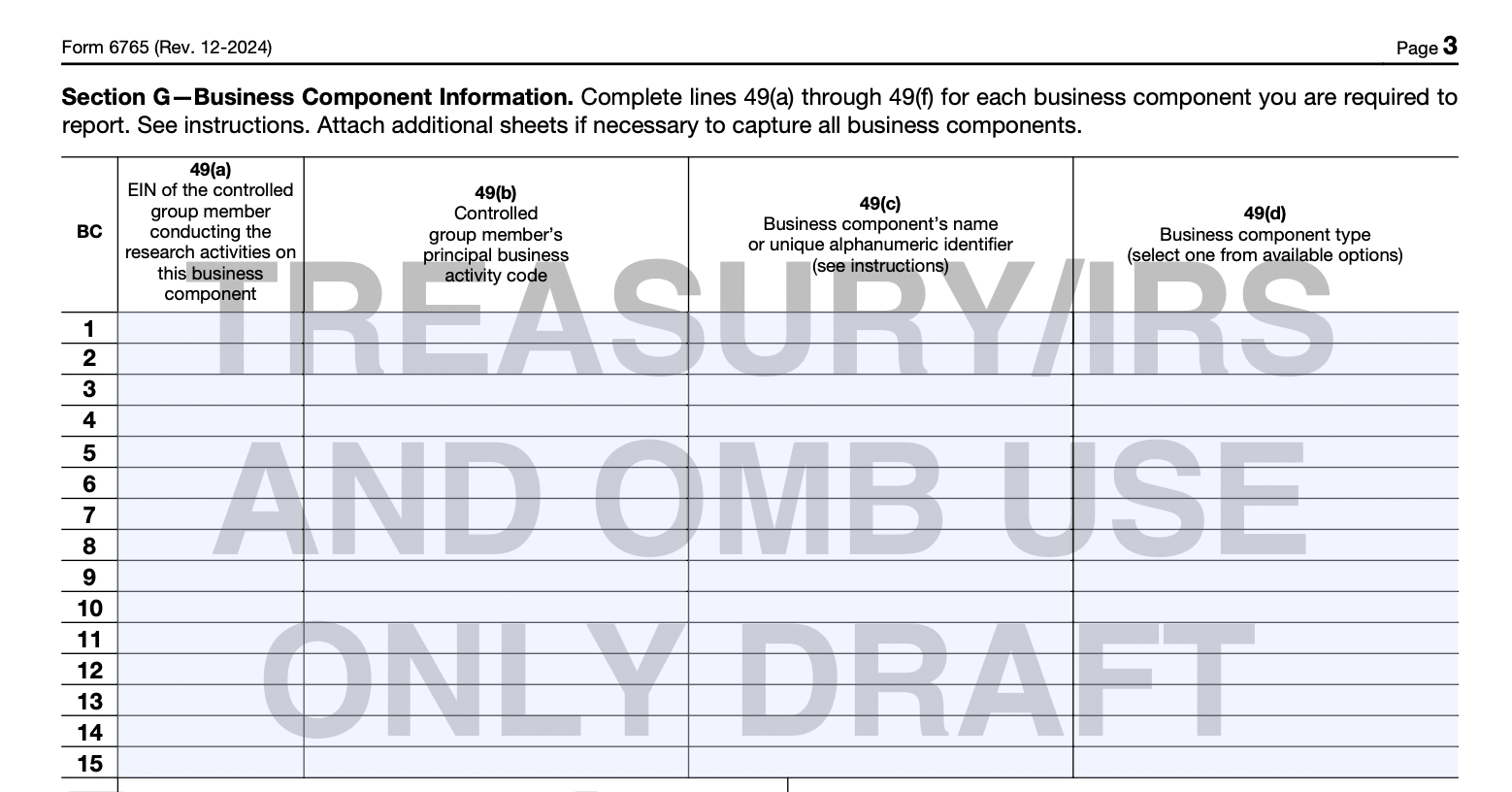 Form 6765 Section G