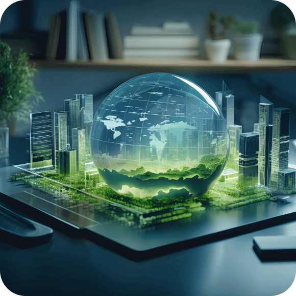 A globe on a table.