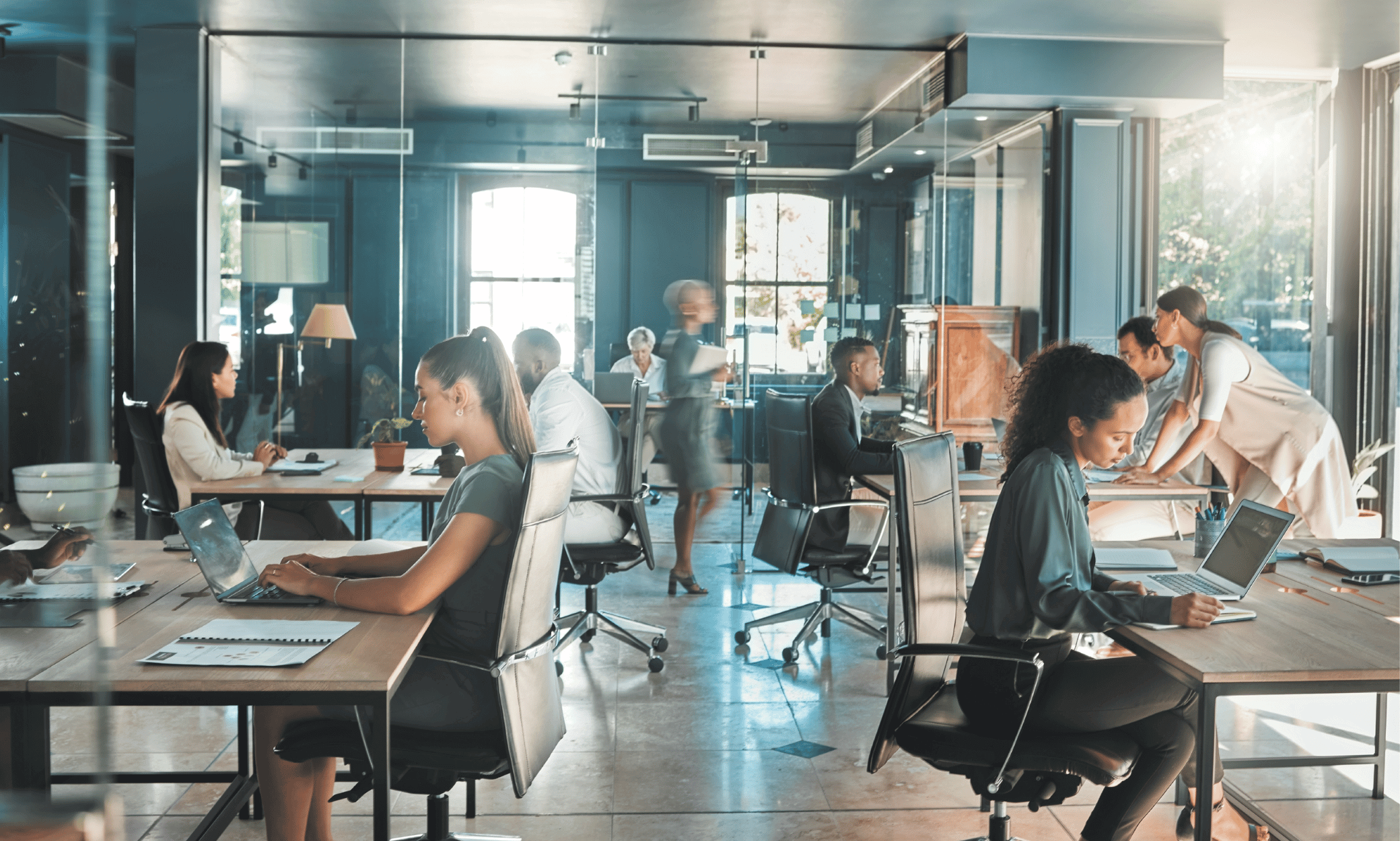people working in an office