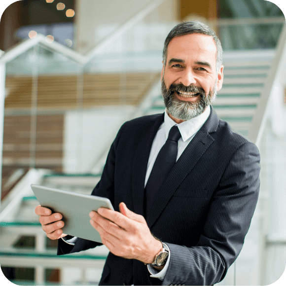 Someone holding a tablet