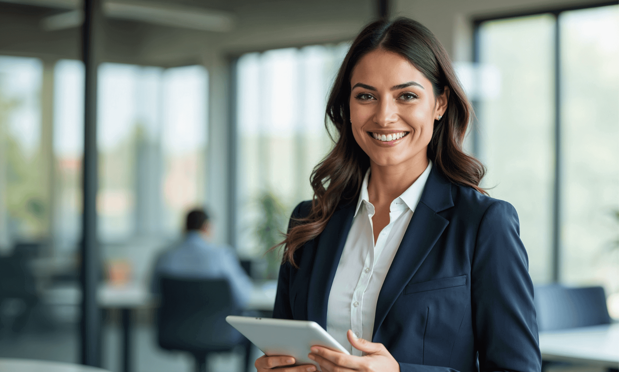 Somone holding a tablet