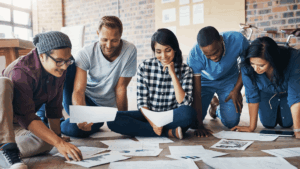 nonprofit workers looking at reports