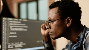 Someone looking at a computer