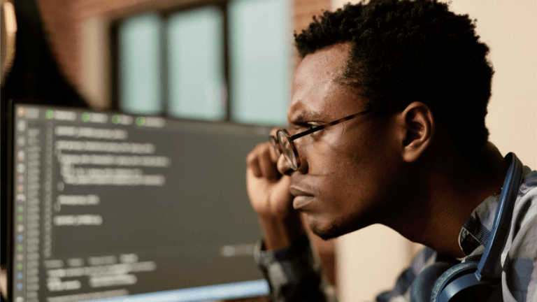 Someone looking at a computer